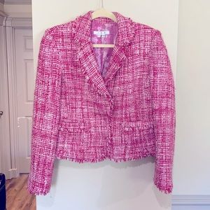 Pink tweed cropped jacket - perfect for Holidays!